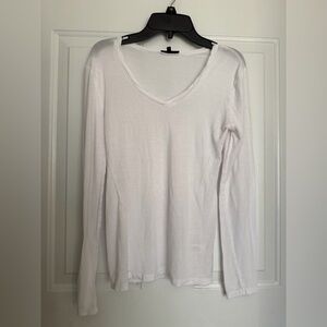 Splash White V-Neck Long Sleeve Women's Top